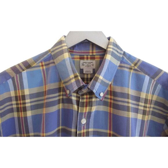 J. Crew Summer Plaid Button Up Shirt Sz L - Picture 2 of 4